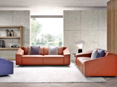 Ce canapé formes géométriques, résolument contemporain, apportera design et élégance à votre salon. Existe en cuir ou tissu et dans différents coloris