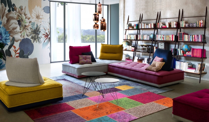 Banquette modulable tissu coloré