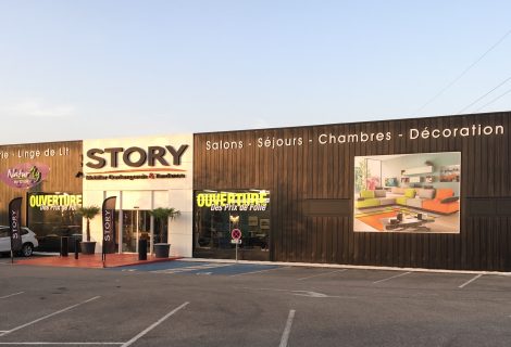 Façade du magasin STORY de Roanne, dans le loiret. Magasin de mobilier contemporain et tendance