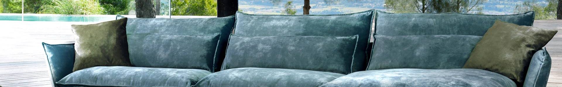 Salon tissu pieds métal chromés, vert, existe en nombreuses configurations et coloris