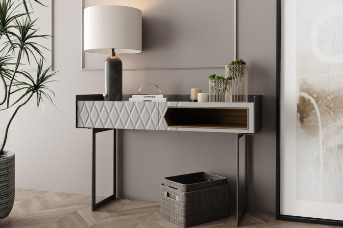 Séjour façade motif géométrique - STORY mobilier contemporain