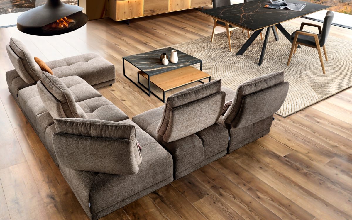 Canapé modulable avec assise capitonnée et dossier avance-recule - Story