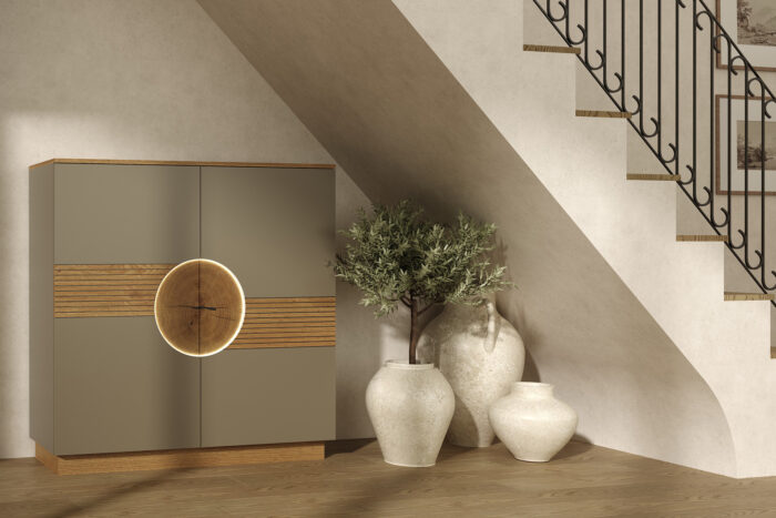 Séjour tendance laque et bois Opale - STORY Mobilier